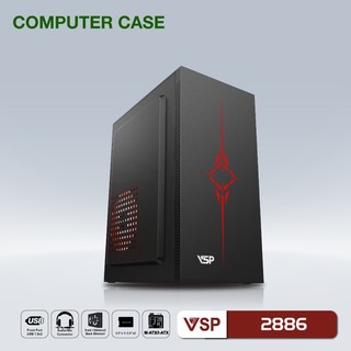 Vỏ Case máy tính sơn tỉnh điện VSP 2886 kèm các nút điều khiển + các cổng kết nối; 12T