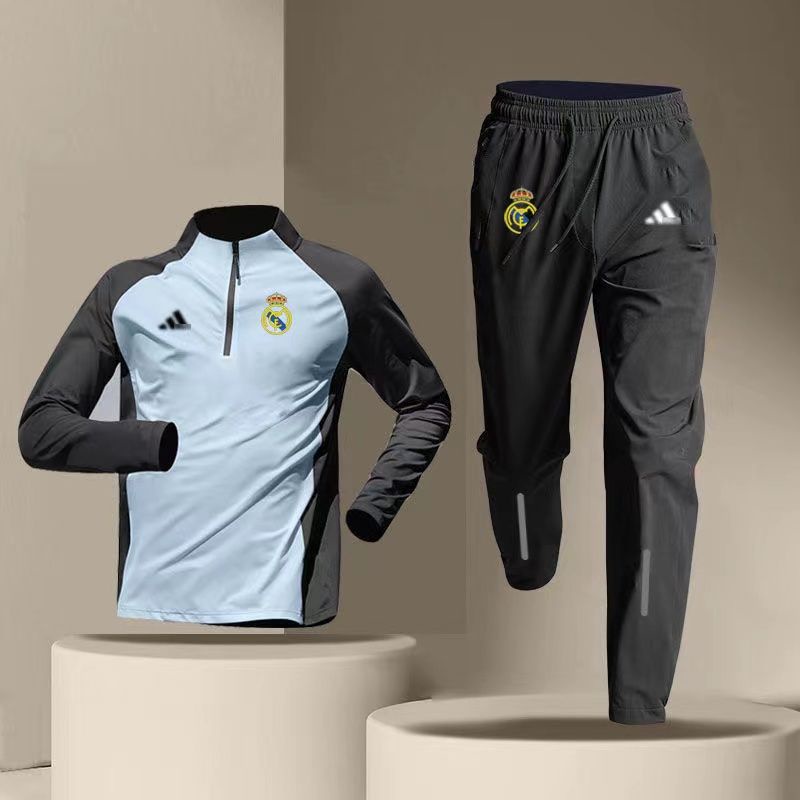 Set Đồ Thể Thao Dài Tay Có Khóa Kéo In Số 24 royal madrid Mau Khô Thời Trang Cho Nam