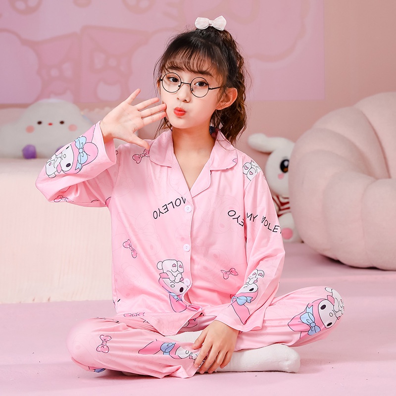 Bộ Đồ Ngủ Dài Tay Họa Tiết Hoạt Hình Xinh Xắn Theo Phong Cách Xuân Thu Dành Cho Bé 105-150cm