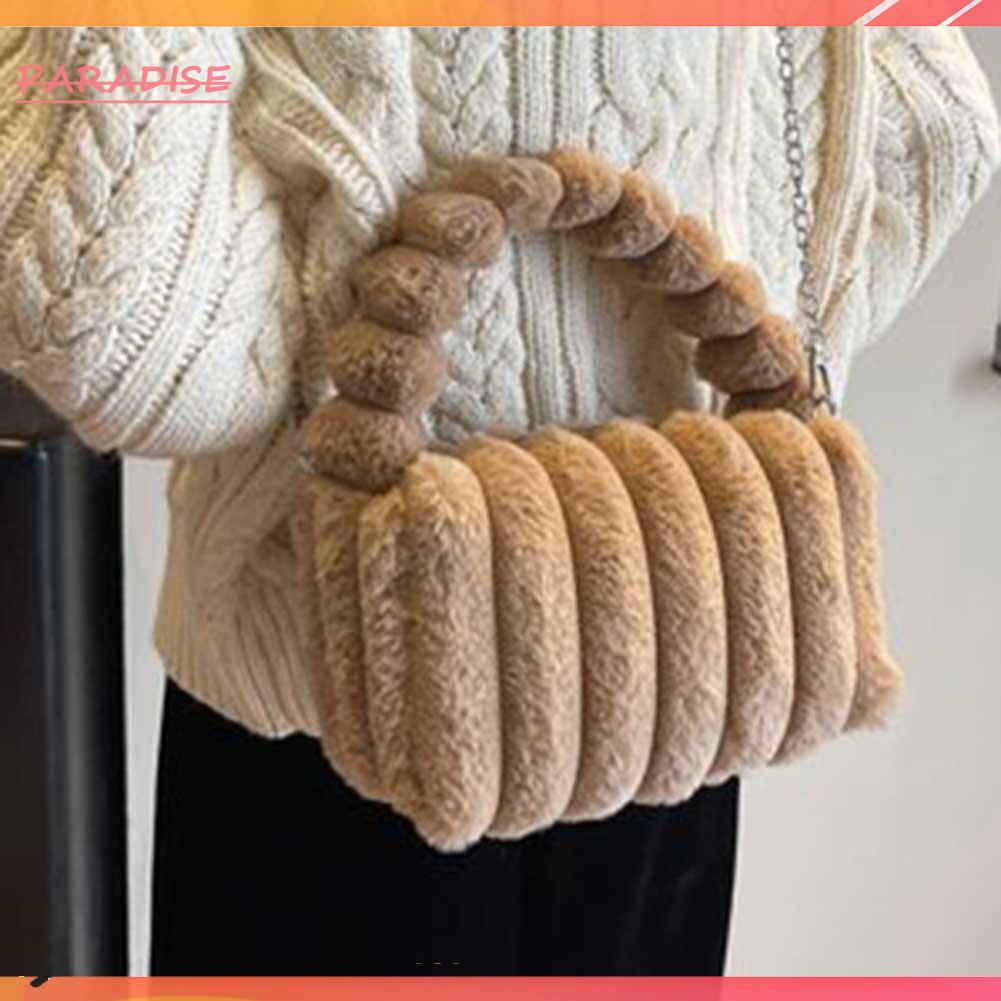 Túi Xách Đeo Vai Bằng Lông Giả Màu Trơn Đơn Giản Cho Nữ