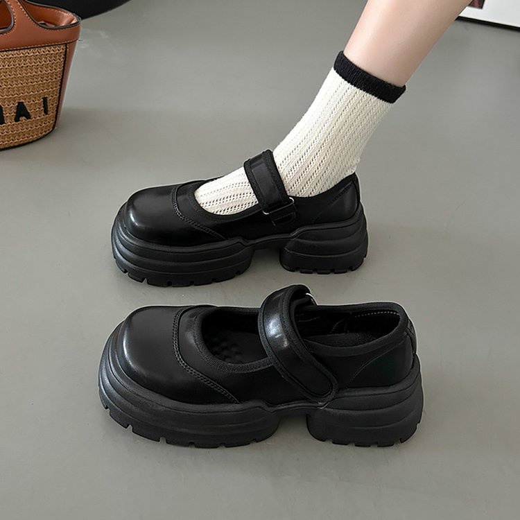 Giày Lười Da pu Đế Dày Mũi Tròn Phong Cách Anh Quốc Thời Trang Cho Nữ