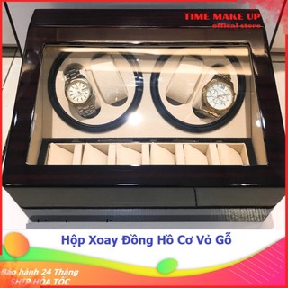 Hộp lắc đồng hồ cơ vỏ gỗ - 4 xoay + 6 cố định ms 002445