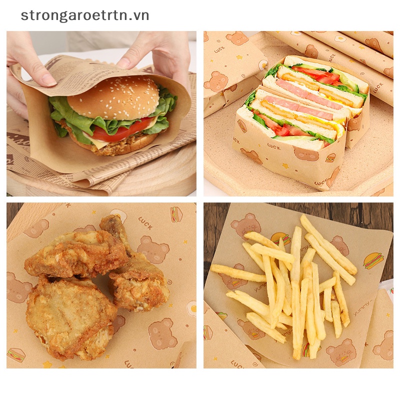Set 50 Giấy Gói Bánh Mì sandwich Khoai Tây Chiên Chống Dầu