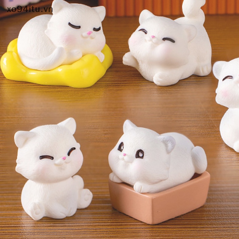 Xoitu Tượng Mèo Trắng Hoạt Hình Mini Dễ Thương Trang Trí Tiểu Cảnh diy vn
