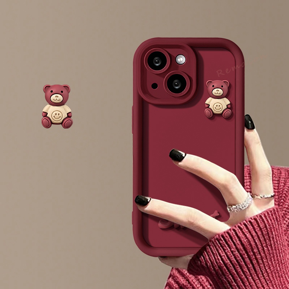 Ốp Điện Thoại Silicon Mềm Hình Gấu 3d Cho iphone 11 12 13 14 15 pro max plus 11pro 15pro x xr xs max 7 8 plus se 2020