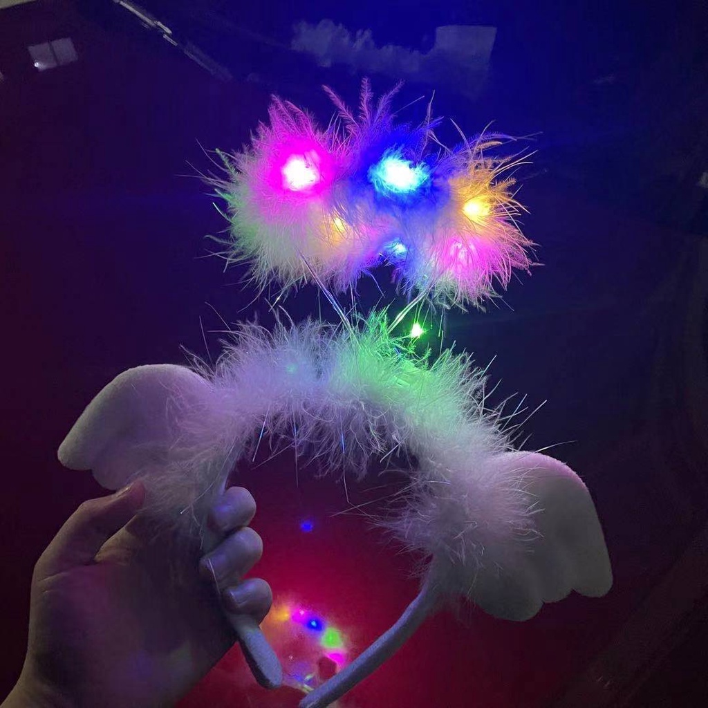 Cánh Thiên Thần Phát Sáng Băng Đô Lông Vũ Đồ Chơi Cho Trẻ Em