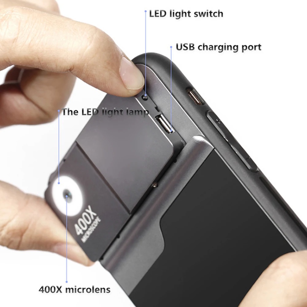 Ống Kính Phóng Đại 400 Lần Có Đèn led Cho iphone 14 13 pro max