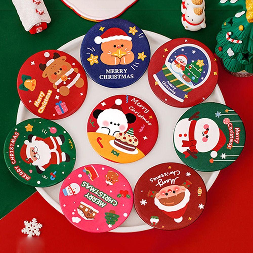 Hchc Gương Trang Điểm mini Cầm Tay Bỏ Túi Hình Ông Già Noel