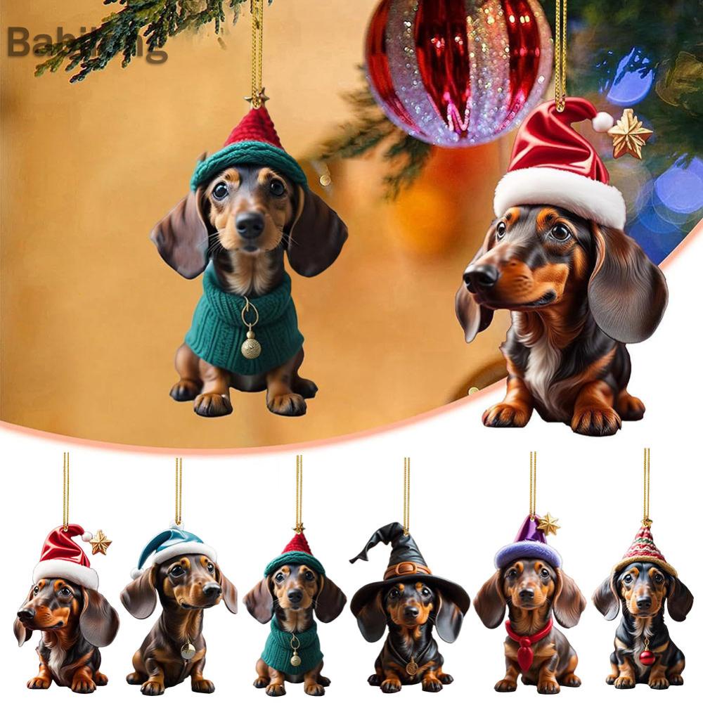 Tượng Trang Trí Giáng Sinh Hình Chú Chó Hoạt Hình Bằng acrylic