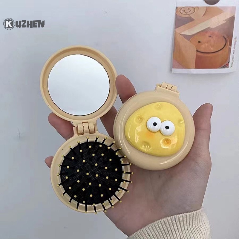 Kuzhen Lược Chải Tóc Túi Khí Hình Phô Mai mini Dễ Thương Phụ Kiện Bán Chạy