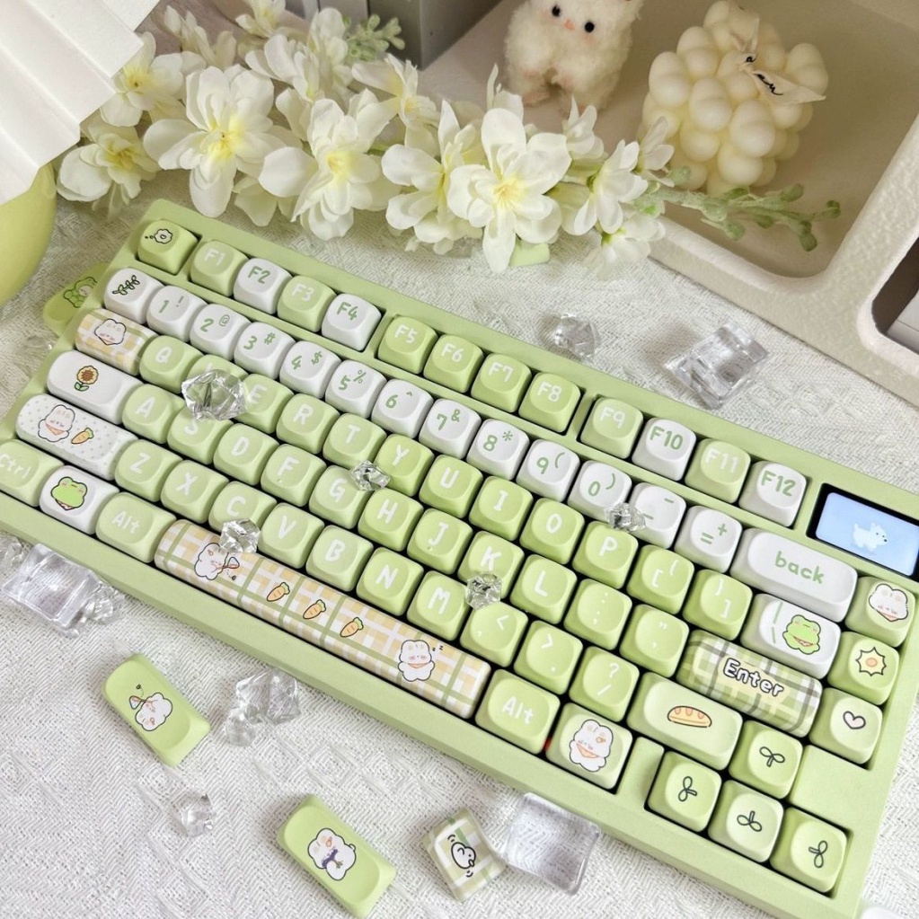 Keycap chủ đề Spring Outing Rabbit, keycaps 123 phím, chiều cao ROA, thăng hoa PBT, phù hợp với bàn phím phím 87/68/84/104/108 ​