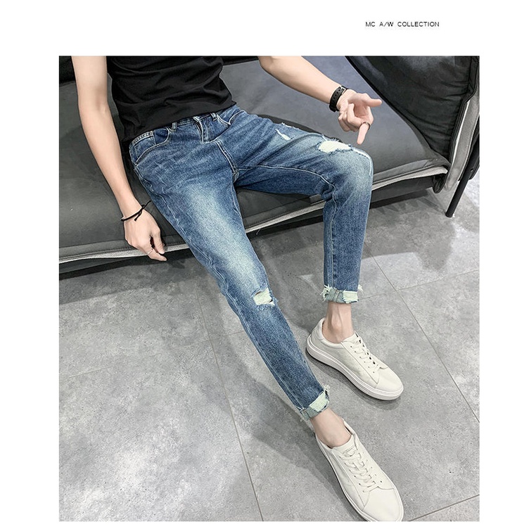 Quần jeans Nam Ôm Dáng Màu Sáng Phong Cách Hàn Quốc Thời Trang