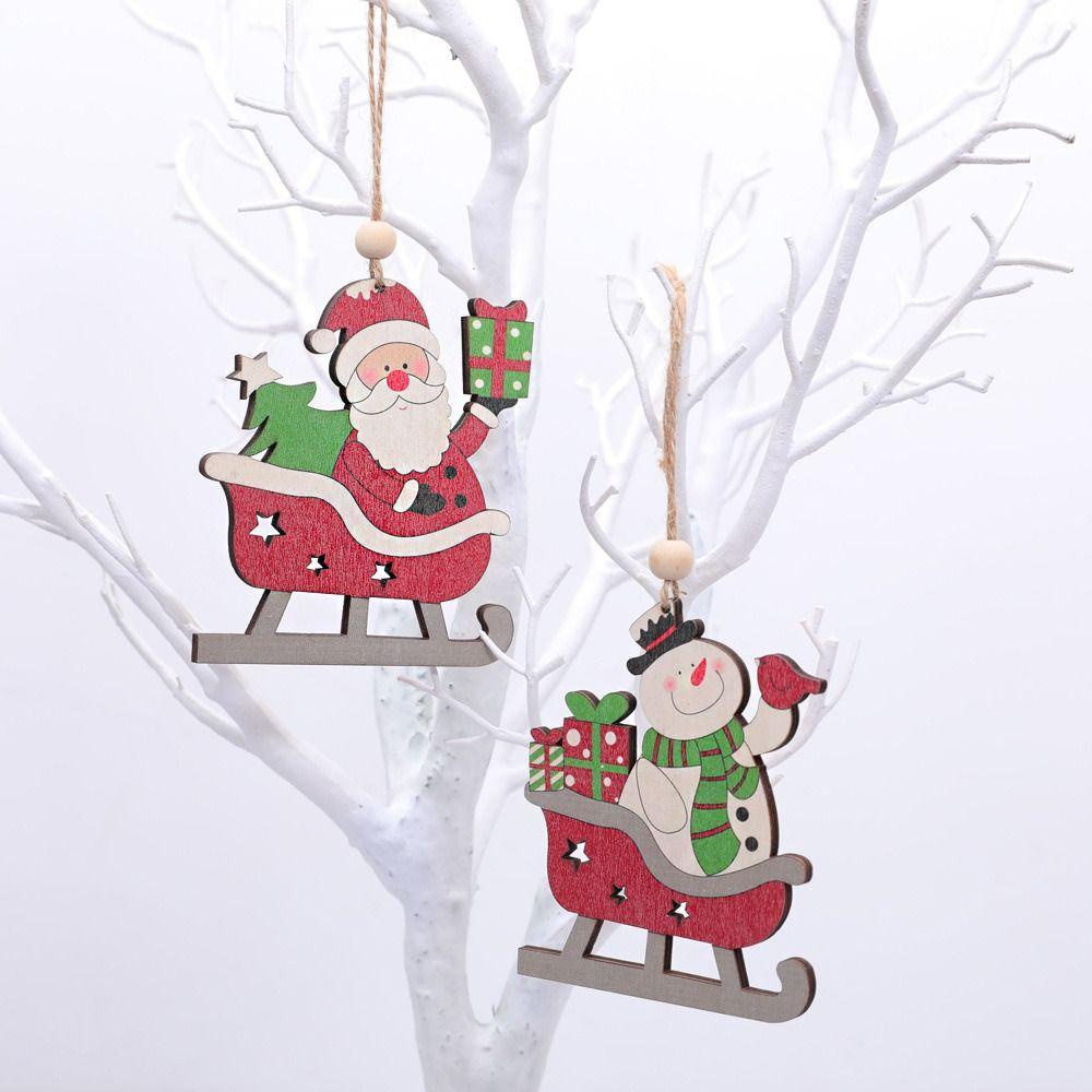 Phụ Kiện Treo Trang Trí Cây Thông Giáng Sinh Bằng Gỗ Hình Người Tuyết / Hươu / Ông Già Noel handmade diy