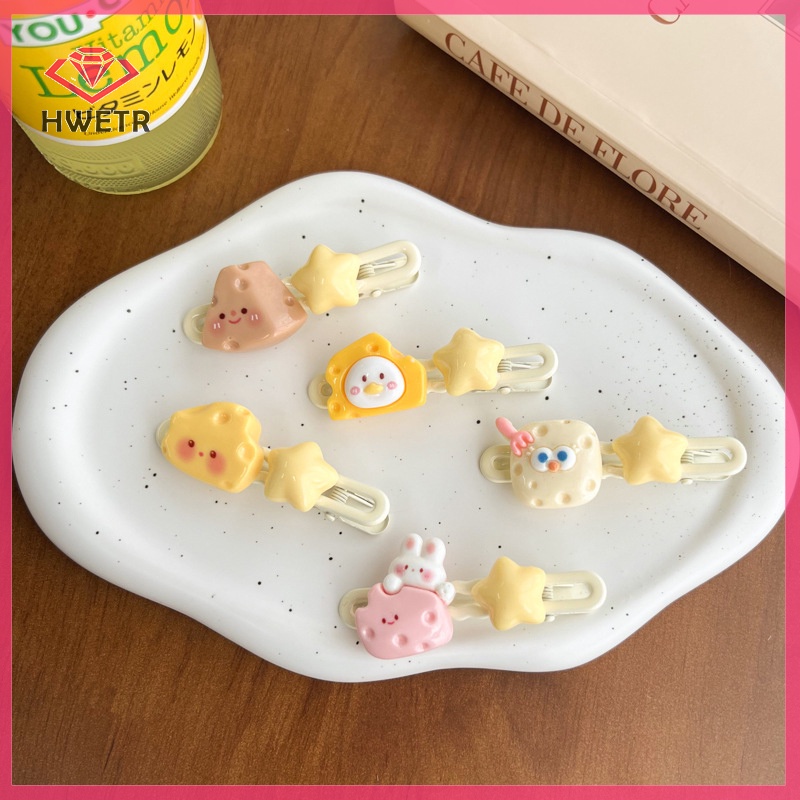 Kẹp Tóc Hình Ngôi Sao / Thỏ Màu Vàng Dễ Thương Phong Cách Hàn Quốc Cho Nữ Mới