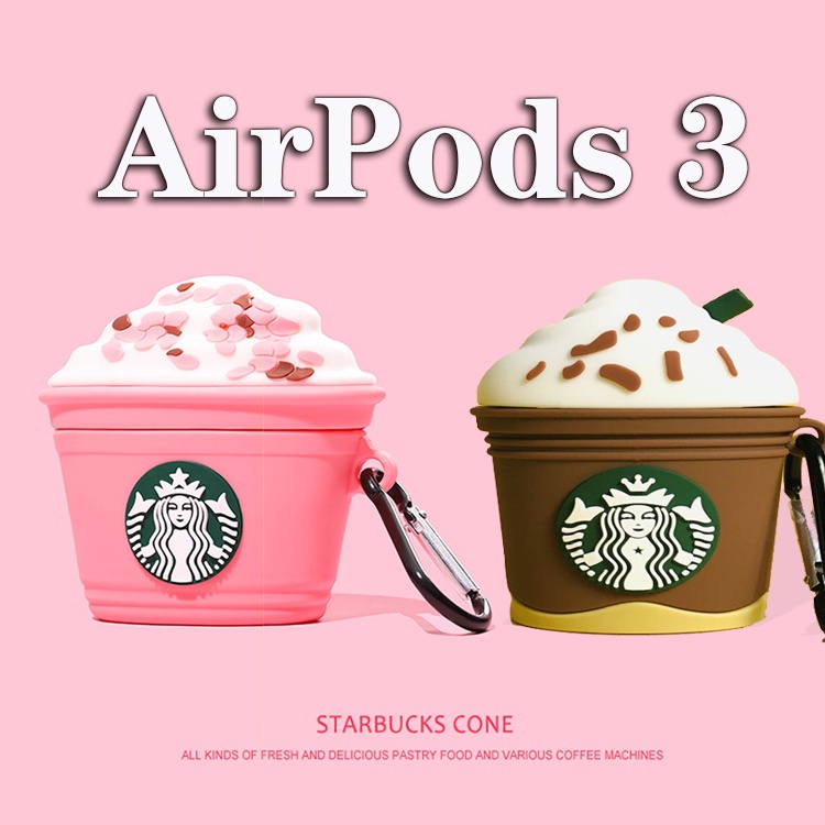 Starbucks Vỏ Bảo Vệ Hộp Sạc Tai Nghe airpods 3 / pro / 3 Họa Tiết Kem Ốc Quế Màu Hồng Dễ Thương