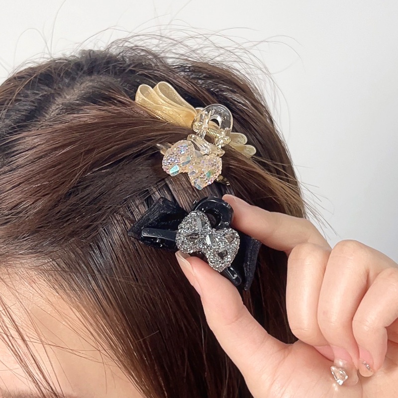 Kẹp Tóc Nơ Lưới Đính Đá vintage Cho Nữ Giá Đỡ