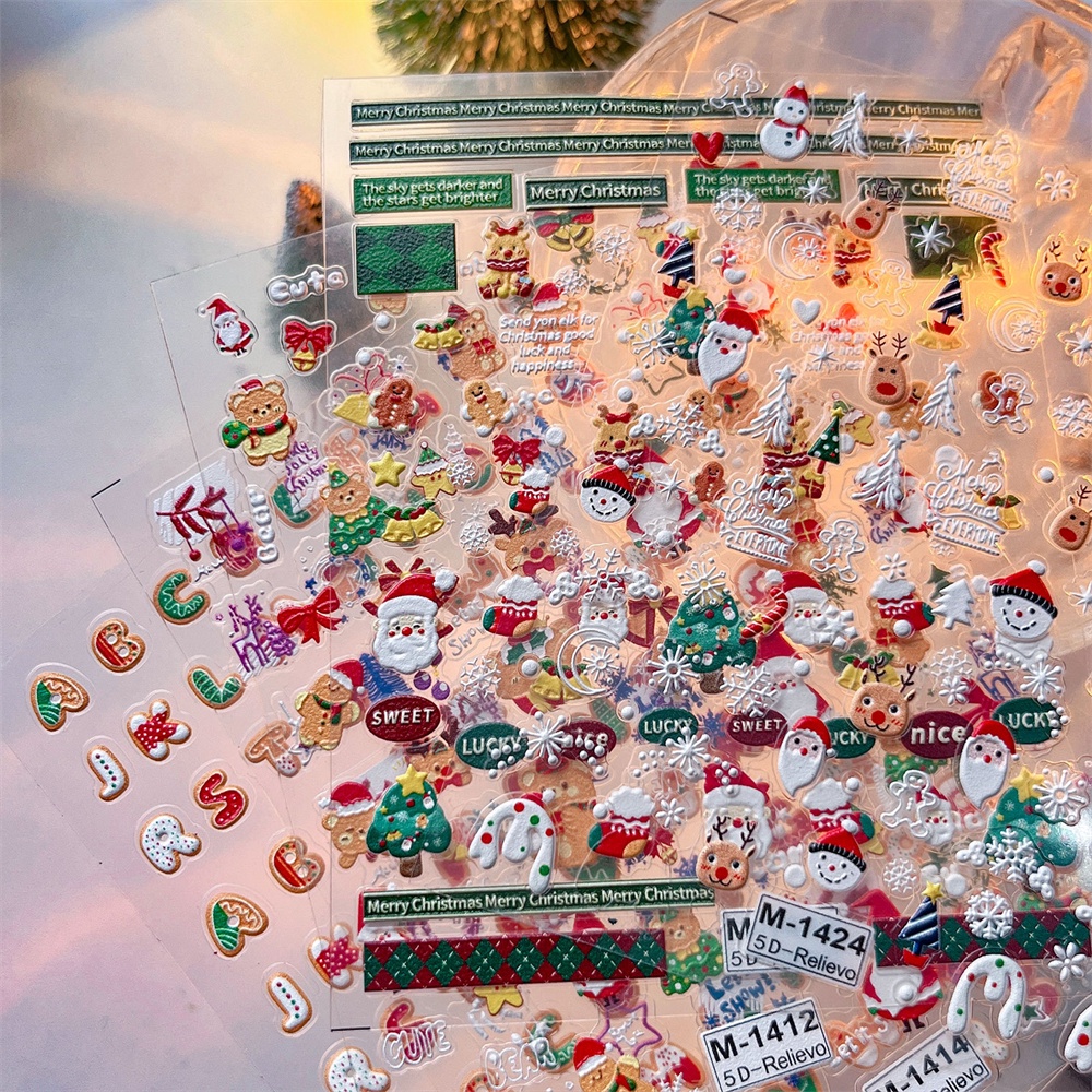 Mới Sticker Dán Móng Tay Hình Ông Già Noel Và Bông Tuyết Dễ Thương