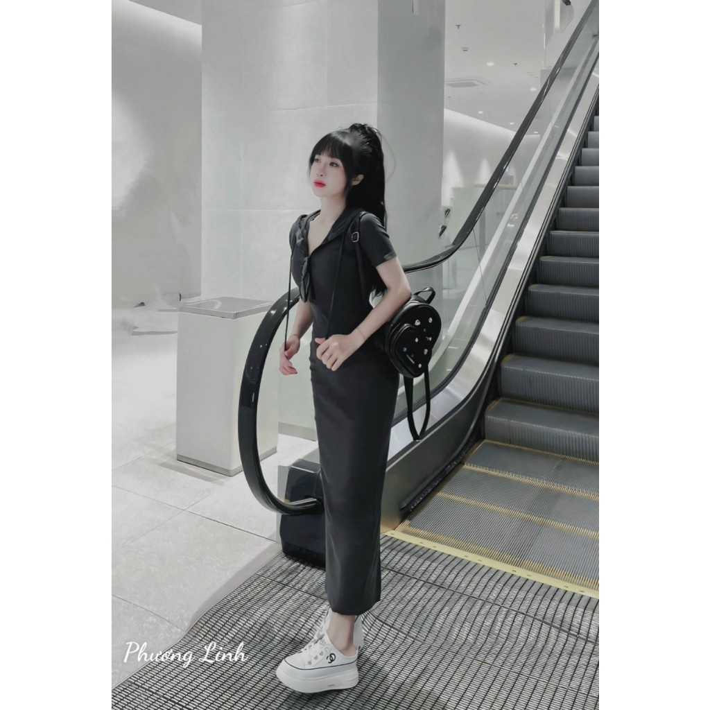 Váy body mũ dáng dài