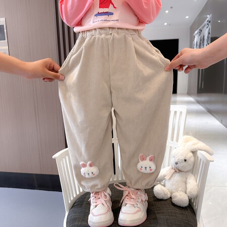 Quần Legging Nhung Kẻ Thời Trang Mùa Xuân Thu Giản Dị Dành Cho Bé Gái