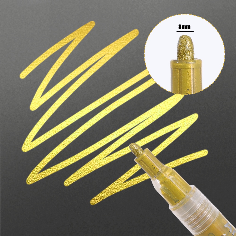 Bút Đánh Dấu acrylic Màu Vàng / Bạc / Bút Lông Đánh Dấu acrylic graffiti Nghệ Thuật / Bút Đánh Dấu Vĩnh Viễn Cho Gỗ / Kính / Kim Loại Nhanh Khô Dùng Trong Trường Học / Văn Phòng