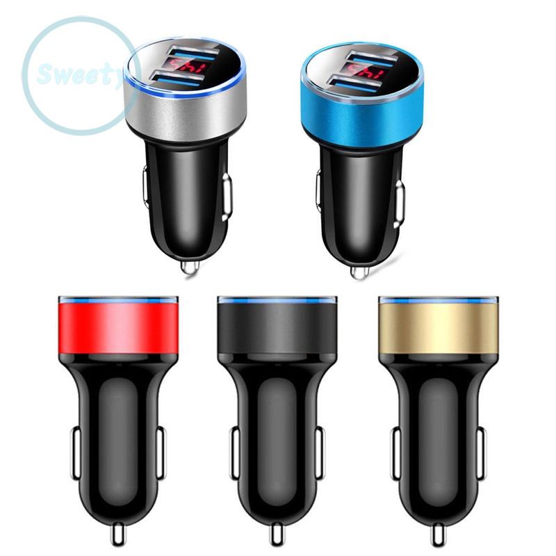 Cục Sạc Hai Thiết Bị Một Lần Với Hai Cổng usb Kép Trên Ô Tô Và Màn Hình led