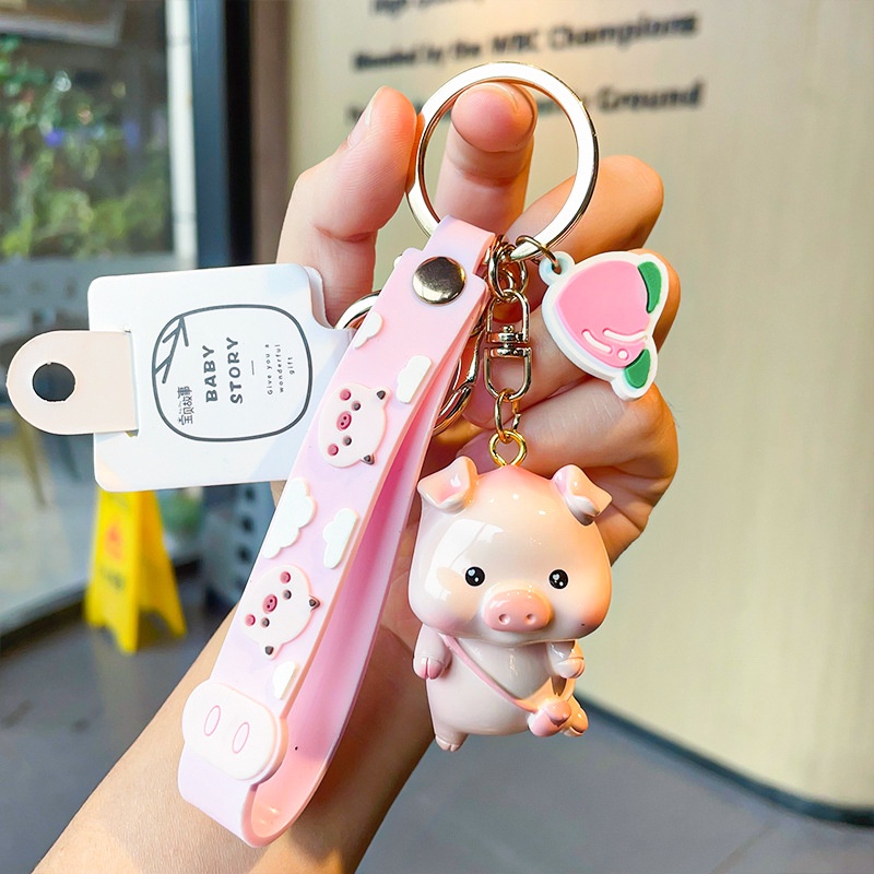 Hoạt Hình Móc Khóa Hình Chú Heo Đáng Yêu