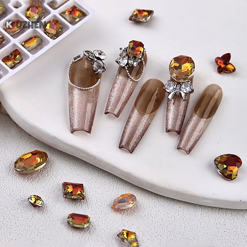 Kuzhen Set 30 Hạt Đá 3d Lấp Lánh Đế Phẳng Trang Trí Móng Nghệ Thuật Cho Nữ Quà Tặng Mùa Đông Nóng Bỏng