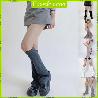 Tất Ống Loe Giữ Ấm Chân Màu Trơn Phong Cách harajuku Cho Nữ Ốp