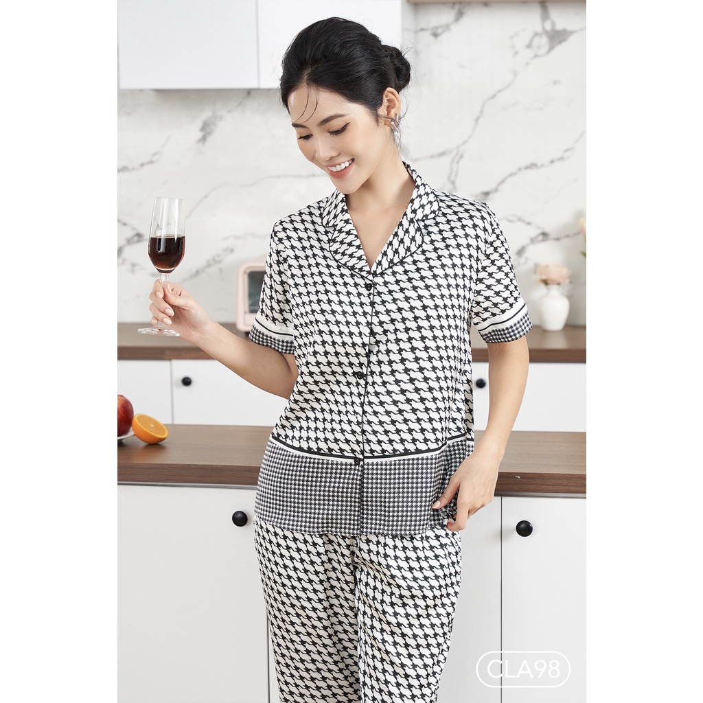 Zam - CLA98T - Ngắn tay quần dài hoạ tiết Răng sói đen