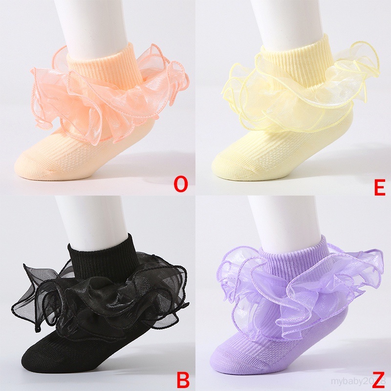 Vớ cotton Mềm Mại Phối Ren Thoáng Khí Không Trượt Cho Bé Gái Sơ Sinh