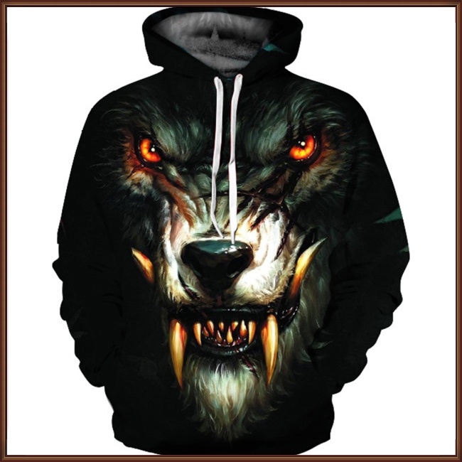 Jaz Áo Hoodie Tay Dài Dáng Rộng In Hình Sói 3d Kỹ Thuật Số Thời Trang Cho Nam Và Nữ