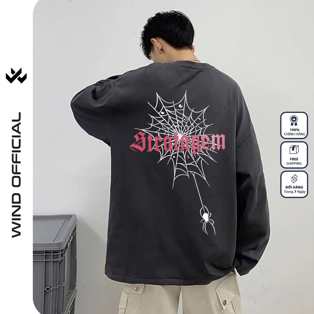 Áo thun tay dài WIIS phông unisex form rộng SPIDER WEB thời trang sweater oversize