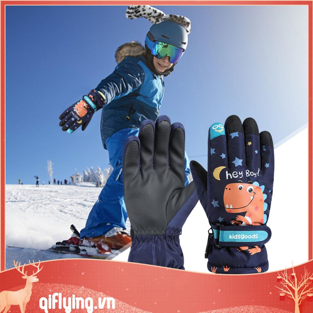 Găng Tay Lông Cừu San Hô Chống Thấm Nước Mùa Đông Dành Cho Trẻ Em