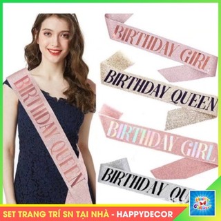 Ruy băng đeo chéo kim tuyến + Bờm cài tóc vương miện chữ HAPPY BIRTHDAY cho tiệc trang trí sinh nhật cực xinh sang chảnh