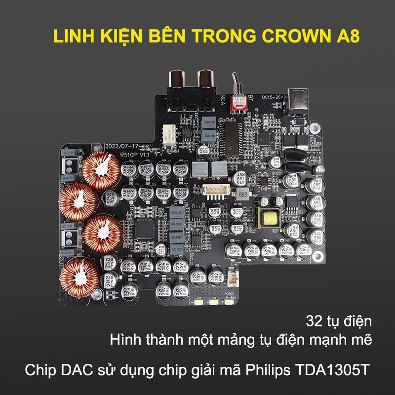 Amply cao cấp Crown A8 - Nhỏ Gọn - Chi Tiết - Sang Trọng - Công Suất 80Wx2