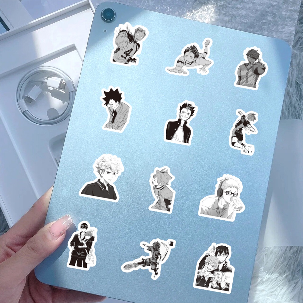 Bộ 100 Nhân Vật anime haikyuu!!! Đen Sticker graffiti Dán Trang Trí Mũ Bảo Hiểm Xe Đạp