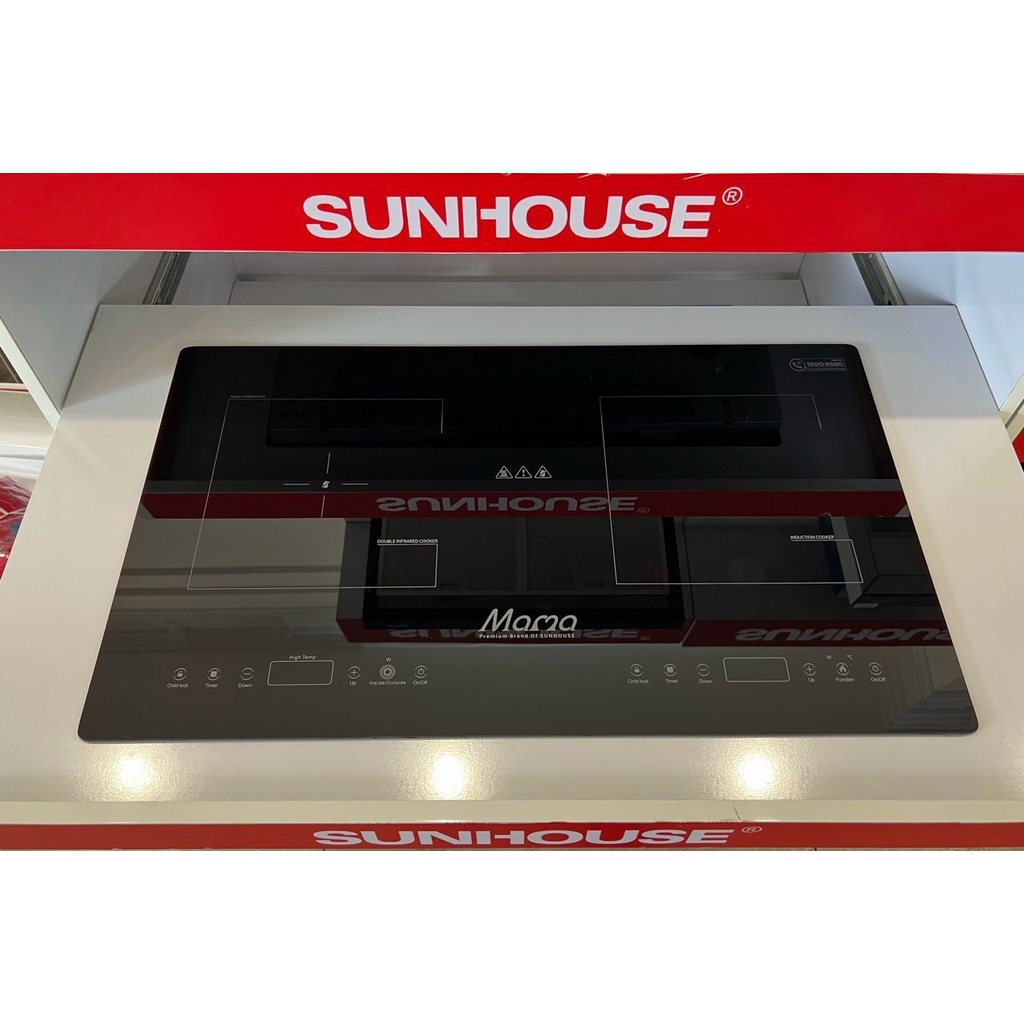 Bếp đôi điện từ hồng ngoại SUNHOUSE MAMA SHB9100VN_Mẫu mới mặt kính vuông