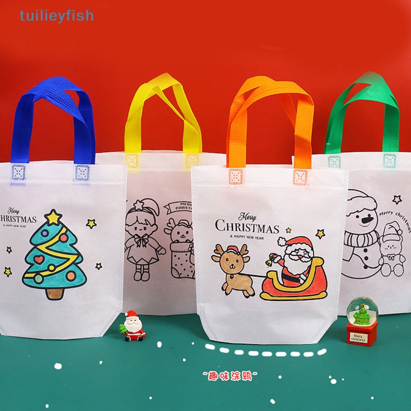 Túi Xách Tay Bằng Vải Không Dệt Vẽ graffiti Giáng Sinh Màu Sắc Nghệ Thuật Cho Trẻ Em