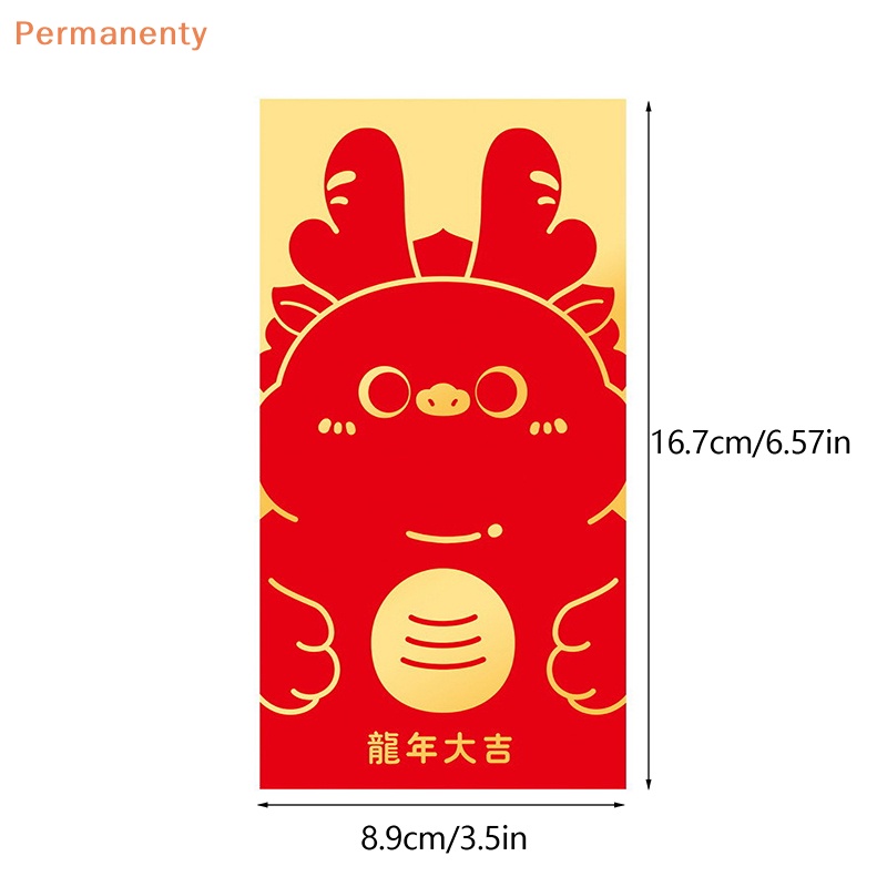 Set 6 Bao Lì Xì Hình Rồng Năm Mới 2024 Màu Đỏ May Mắn