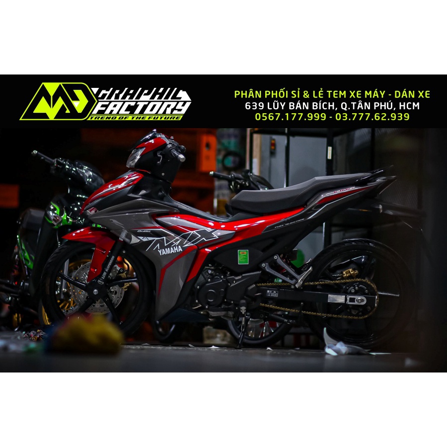 Tem rời Exciter 155 MX King xám đỏ đơn giản - tem không bay màu