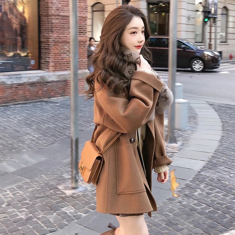 Áo khoác len XIANG NIAN NI phong cách Hepburn Hàn Quốc thời trang thu đông cho nữ