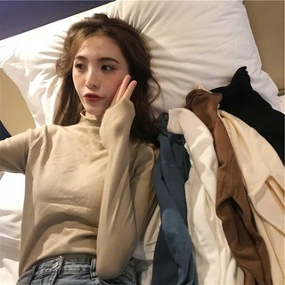 Áo sweater dệt kim mỏng cổ lọ tay dài thời trang mùa thu cá tính