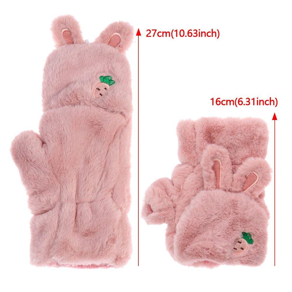 Găng Tay Lông Thỏ Mềm Mại Dày Dặn Ấm Áp 1 Găng Tay Hở Ngón Thời Trang