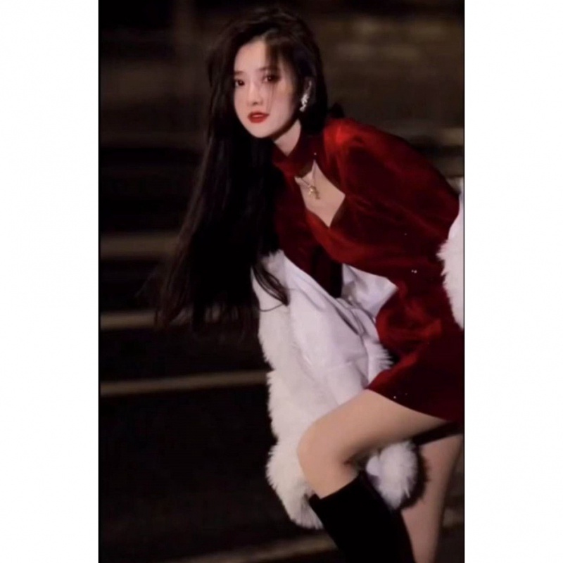 Váy Nữ Đỏ Giáng Sinh Đầm Body   Ôm Thời Trang Thu Đông Mới 2023 Dành Cho Bạn Nữ