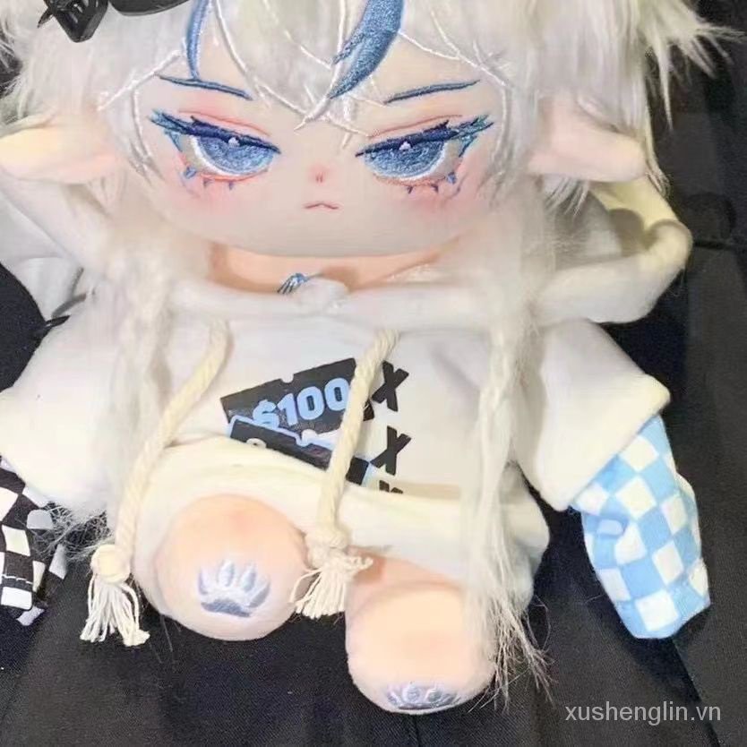New cold-tracing white wool cotton doll 20cm boy's magnetic tail high temperature silk plait handsome ins style doll gift