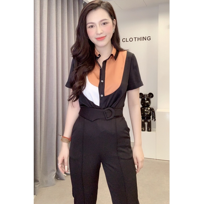 Quần baggy nữ công sở thiết kế cạp cao cách điệu mix đai trẻ trung, thanh lịch Liin Clothing QD3743