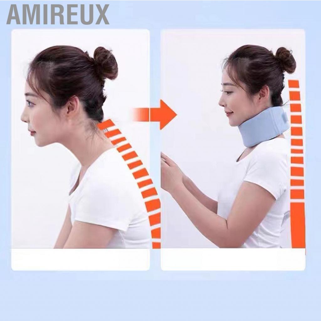 Amireux Neck Brace for Pain and Support 4D Honeycomb Silicone Comfortable Breathable Cervical Collar Office Reading Working Pressure Relief