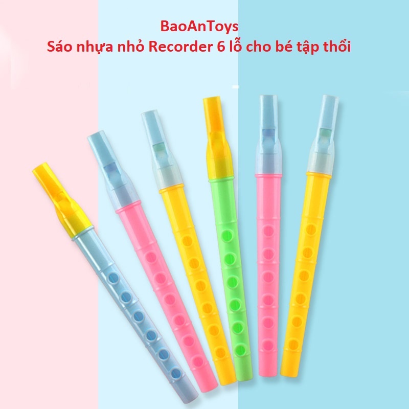 Sáo nhựa nhỏ Recorder 6 lỗ cho học sinh 21.5x2cm giúp bé làm quen với nhạc cụ phát triển kỹ năng âm 