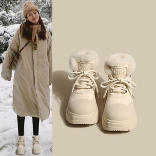  Lijia Giày Bốt martin Lót Lông Cừu Dày Dặn Giữ Ấm Mùa Đông Phong Cách Mới 2023 Cho Nữ 