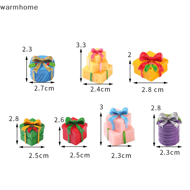 Warmhome Hộp Quà Giáng Sinh mini Bằng Nhựa resin Trang Trí Phong Cảnh diy Cho Sân Vườn Thu Nhỏ rft